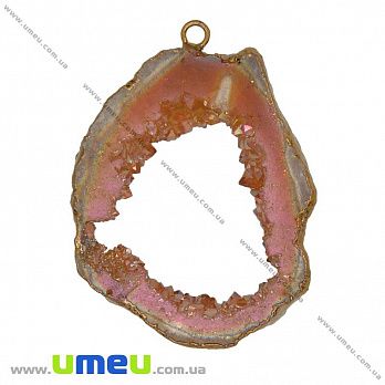 Підвіска з натурального каменю, Друза агату, Помаранчева, 56х42 мм (POD-033005)