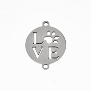 Конектор з нерж. сталі Love і лапка, 20х16 мм, Темне срібло (STL-061409)