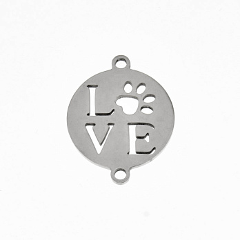Конектор з нерж. сталі Love і лапка, 20х16 мм, Темне срібло (STL-061409)