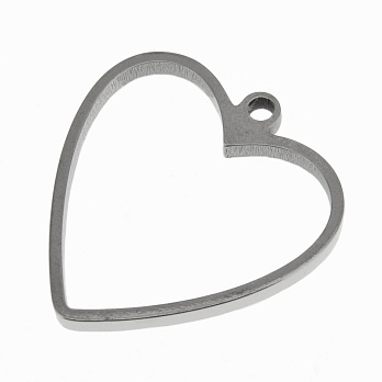 Подвеска из нерж. стали Сердце, 32х30 мм, Темное серебро (STL-060693)