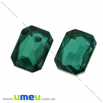 Ріволі скляний, Прямокутний гранований, 14х10 мм, Смарагдовий (KAB-021980)