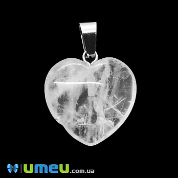 Подвеска Сердце из натурального камня (2 сорт), Кварц белый, 28х20 мм, 1 шт (POD-023912)
