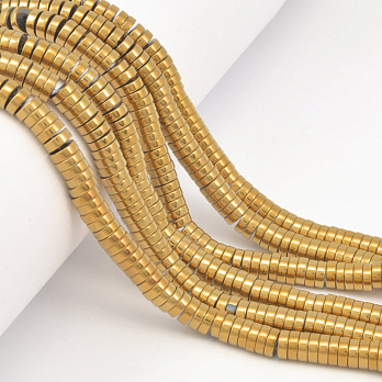 Намистини Гематит, Нат. камінь, Круглі плоскі, 6х2 мм, З покриттям, Золото (BUS-057832)