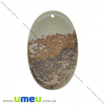Підвіска з натурального каменю Яшма пейзажна, Овал, 54х35 мм (POD-031648)