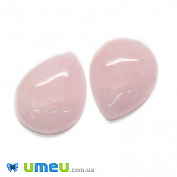 Кабошон нат. камінь Кварц рожевий, Крапля, 40х30 мм (KAB-043088)