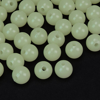 Намистини акрилові Фосфорисцентні, Круглі, 8 мм, Салатові (BUS-059862)