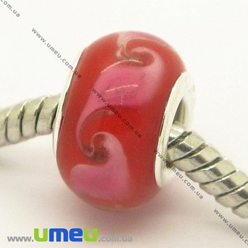 [Архів] Намистина PANDORA Lampwork, 14х9 мм, Червона, Срібло (BUS-006920)