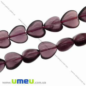 [Архів] Намистина натуральний камінь Флюорит фіолетовий, 12х12х8 мм, Серце (BUS-009961)