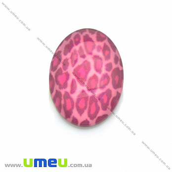 Кабошон скляний з принтом Леопардовий, 25х18 мм, Овал (KAB-013697)