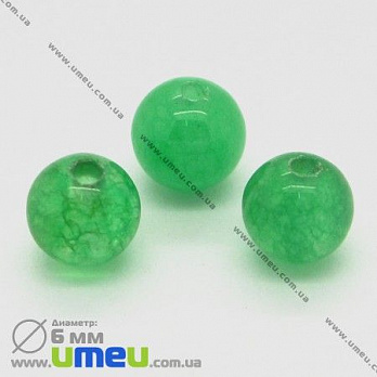 [Архив] Бусина натуральный камень Нефрит зеленый, 6 мм, Круглая, 1 шт (BUS-004901)