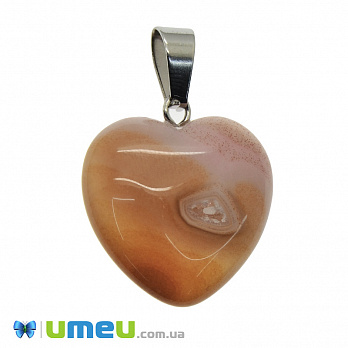 Подвеска Сердце из натурального камня (2 сорт), Агат, 28х20 мм, 1 шт (POD-037525)
