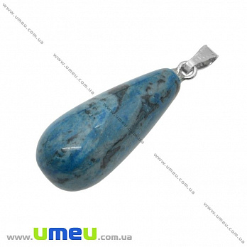 Подвеска Капля из натурального камня, Агат синий, 34х10 мм, 1 шт (POD-012017)
