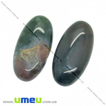 Кабошон нат. камень Агат моховый, Овал, 30х15 мм, 1 шт (KAB-012644)