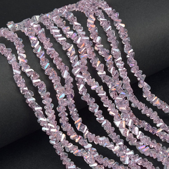 Намистини скляні скол (крихта), 4 мм, Рожеві (BUS-060941)