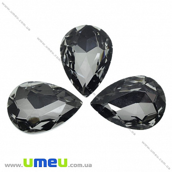 Ріволі скляний, Крапля гранована, 25х18 мм, Сірий (KAB-031380)