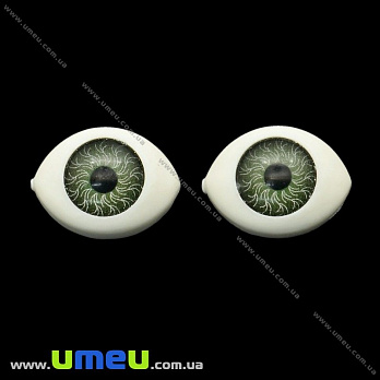 Глазки клеевые для кукол, 14,5х11 мм, Зеленые, 1 пара (DIF-023229)