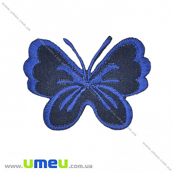 Термоаппликация Бабочка, 6х4,5 см, Синяя, 1 шт (APL-027660)