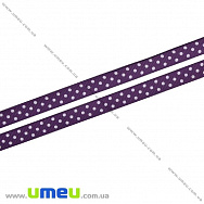 Репсовая лента в горошек, 10 мм, Фиолетовая (LEN-022428)