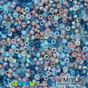 Бисер японский Miyuki круглый RR 11/0 №MIX11, Микс голубой, 5 г (BIS-038822)