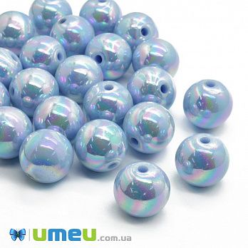Намистини пластикові райдужні Круглі, 16 мм, Блакитні (BUS-047238)