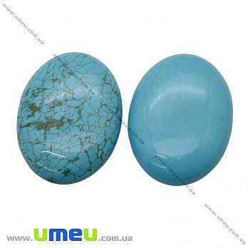 Кабошон нат. камінь Бірюза (син.), Овал, 40х30 мм (KAB-020295)
