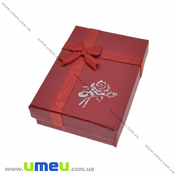 Подарочная коробочка Прямоугольная с розочкой, 7х5х2 см, Красная, 1 шт (UPK-035776)