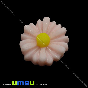 Кабошон з полімерної глини Ромашка рожева св., 13 мм (KAB-001969)
