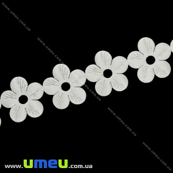 Тесьма тисненая Цветы, 20 мм, Кремовая, 1 м (LEN-014533)