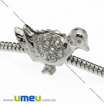 [Архів] Намистина PANDORA мет. яка накручується Качка зі стразами, 22х15 мм, Темне срібло (BUS-007733)