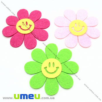 Фетровые фигурки Цветы, 6,5х6,5 см, Разноцветные, 1 набор (UPK-023857)
