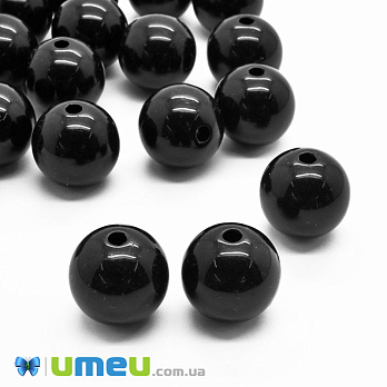 Намистини для сумок ОПТ, Пластикові, Круглі, 16 мм, Чорні (BUS-060805)