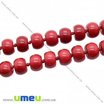 [Архів] Намистина натуральний камінь Корал (прес.), 12х8 мм, Бочонок (BUS-027232)