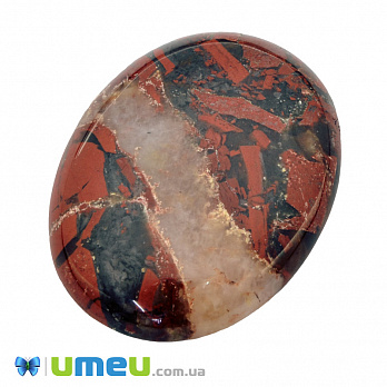 Кабошон нат. камінь Яшма брекчієва, Овал, 40,3 х30,2 мм (KAB-050034)
