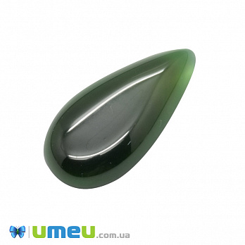 Кабошон нат. камінь Агат зелений, Крапля, 29х15 мм (KAB-050676)