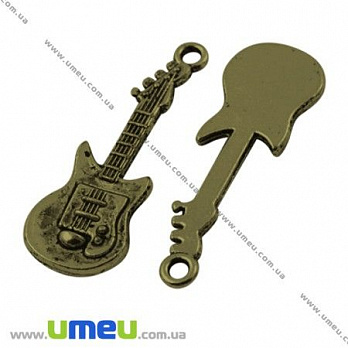 [Архів] Підвіска металева Гітара, Антична бронза, 31х11 мм (POD-001922)