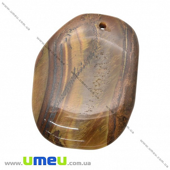 Подвеска из натурального камня, Тигровый глаз, 45х33 мм, 1 шт (POD-014263)