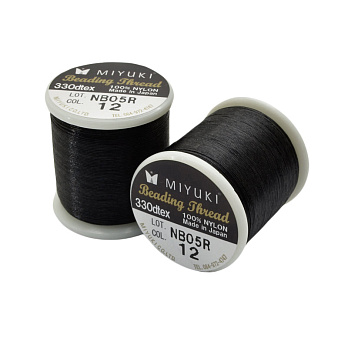 Нитка для бісеру Miyuki 12, Чорна, 50 м (MUL-045288)