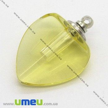 Скляний кристал Серце, Жовтий, 22х18 мм (DIF-006786)
