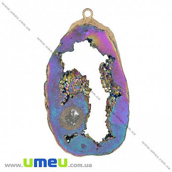 Подвеска из натурального камня, Друза агата, Ирис, 69х40 мм (POD-033014)