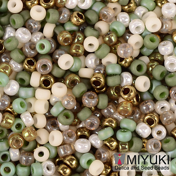 Бісер японський Miyuki круглий RR 11/0 №MIX142, Бежево-зелений (BIS-055985)