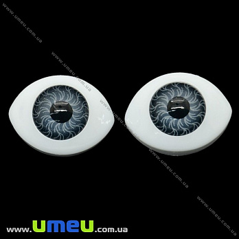 Глазки клеевые для кукол, 19х14 мм, Серые, 1 пара (DIF-023230)