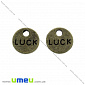 Підвіска металева Кругла Luck (двухстор.), Антична бронза, 9 мм, 1 шт (POD-025605)