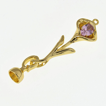 Застібка, 50х12 мм, Латунь з покриттям 18 kt, Куб. цирконій (ZAM-060888)