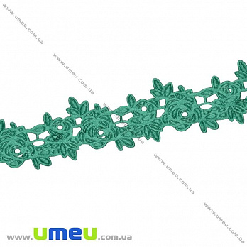 Тесьма тисненая Розочки, 20 мм, Зеленая, 1 м (LEN-025662)