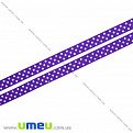 Репсова стрічка в горошок, 10 мм, Фіолетова (LEN-016659)