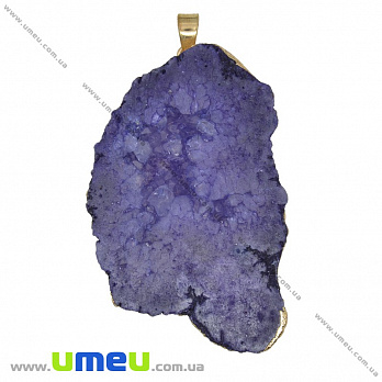 Підвіска з натурального каменю, Друза агату, Фіолетова, 63х37 мм (POD-034049)