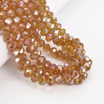Намистини ронделі, 8х6 мм, Янтарні АВ (BUS-052174)