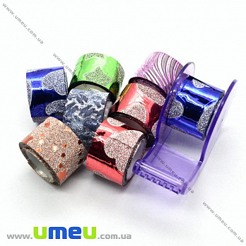 Декоративний скотч гліттерний з дозатором, Мікс, 12 мм (DIF-022581)