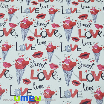 Упаковочная бумага Sweet Love, Белая, 70х100 см, 1 лист (UPK-035543)