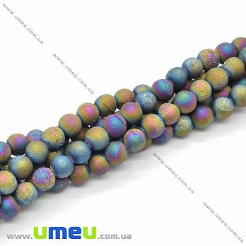 [Архів] Намистина натуральний камінь Агат з друзою і напиленням, Ірис, 6-7 мм (BUS-037254)